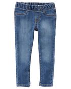 Baby Medium Blue Wash Elastic-Waist Jeggings, image 1 of 3 slides