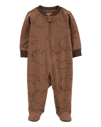 Baby Polar Bear 2-Way Zip Cotton Blend Sleep & Play Pajamas, 