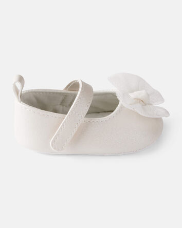 Baby Girl Tulle Bow Dress Shoes - White, 