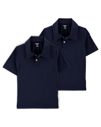 Kid 2-Pack Active Uniform Polo Shirts in Moisture Wicking BeCool™ Fabric - Navy, 