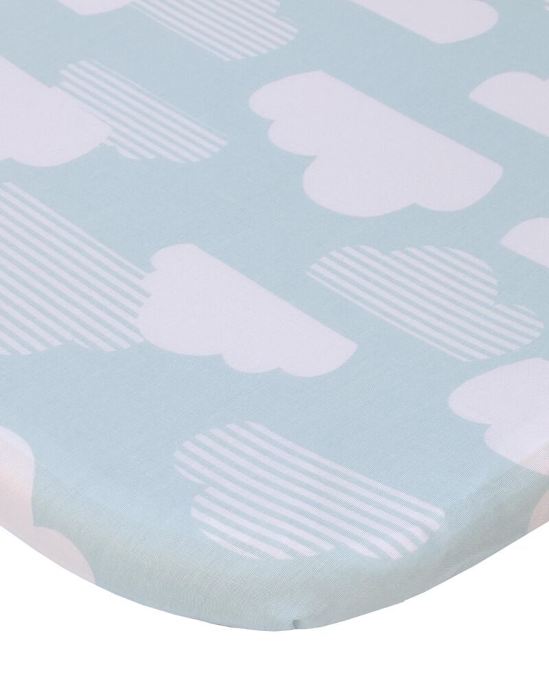 Skip Hop Cozy-Up 2-in-1 Bedside Sleeper 100% Cotton Fitted Bassinet Sheet - Blue & White Clouds , image 1 of 4 slides