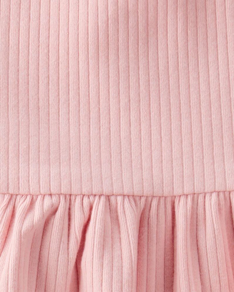 Toddler 2-Piece Ribbed Tee & Pull-On Pant Set - Pink, image 2 of 3 slides