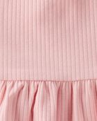 Toddler 2-Piece Ribbed Tee & Pull-On Pant Set - Pink, image 2 of 3 slides