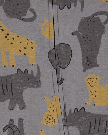 Baby Boy Safari Animal 2-Way Zip Sleep & Play Pajamas, 