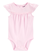 Baby Pointelle Short-Sleeve Bodysuit - Pink, image 1 of 3 slides
