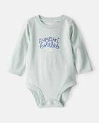 Baby Cotton Long-Sleeve Graphic Bodysuit - Blue, image 1 of 3 slides