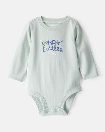 Baby Cotton Long-Sleeve Graphic Bodysuit - Blue, 