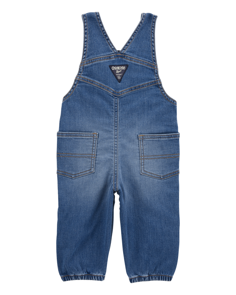 Baby Neutral Knit-Like Denim Overalls - Medium Wash, image 2 of 5 slides