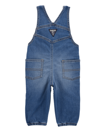Baby Neutral Knit-Like Denim Overalls - Medium Wash, 