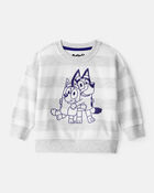 Baby Boy Bluey Striped French Terry Pullover - Grey, image 1 of 3 slides