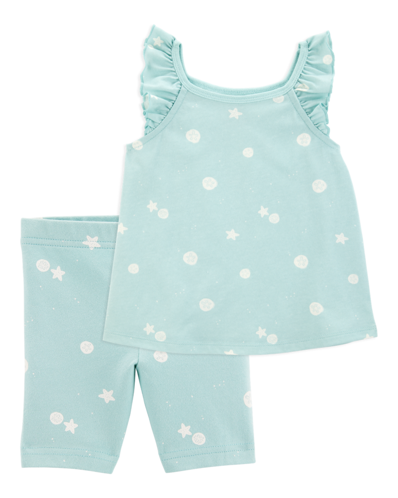 Toddler 2-Piece Seashell Tank & Bike Shorts Set - Turquoise
, image 1 of 8 slides