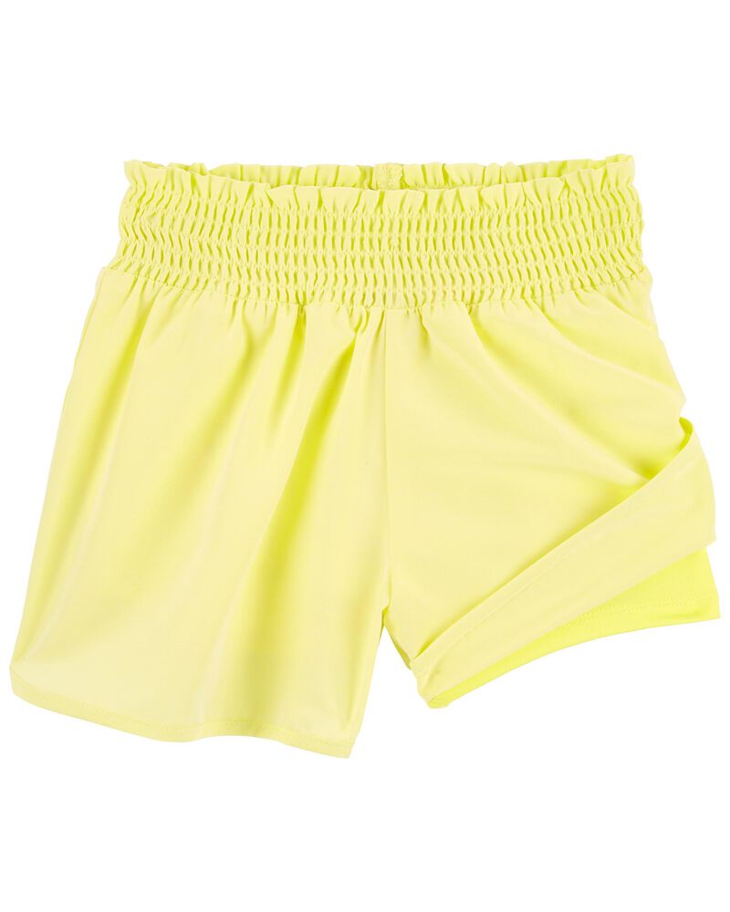 Kid Smocked Shorts in Moisture Wicking Active Fabric, image 2 of 3 slides