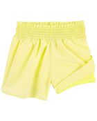 Kid Smocked Shorts in Moisture Wicking Active Fabric, image 2 of 3 slides