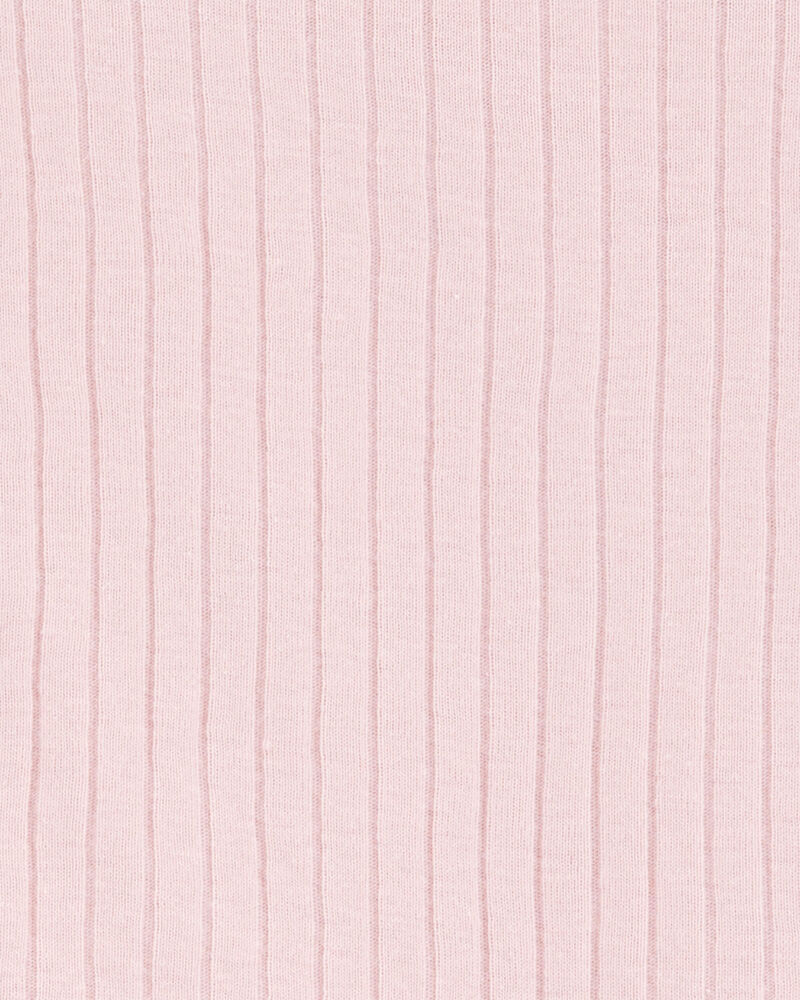 Baby Solid Ribbed Cotton Blend 2-Piece Pajamas - Pink, image 2 of 3 slides