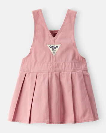 Baby Girl Pleated 100% Cotton Jumper Dress - Pink, 