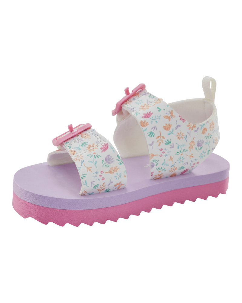 Toddler Casual Floral Sandals - Pink/White, image 7 of 7 slides