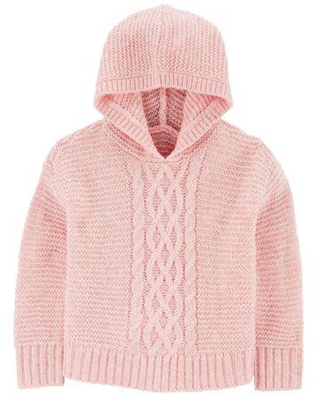 Toddler Cable Knit Hooded Sweater, 
