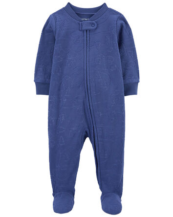 Baby Camping Print Fleece Zip-Up Footie Sleep & Play Pajamas, 