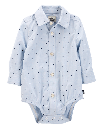 Baby Polka Dot Button-Front Bodysuit, 