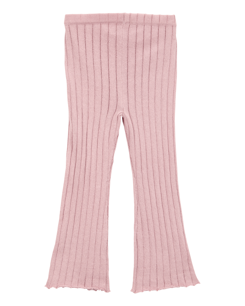Baby Ribbed Sweater Knit Flare Pants - Pink, image 2 of 4 slides