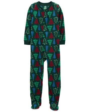 1-Piece  Christmas Tree Fleece Footie Pajamas
, 