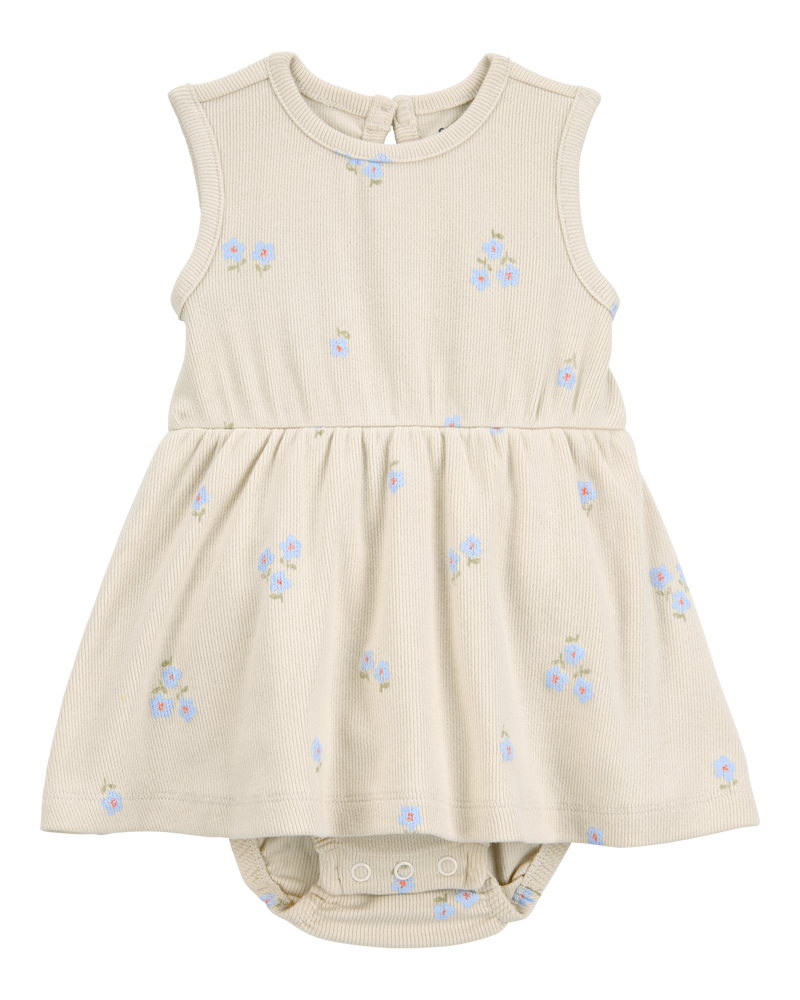 Baby Floral Sunsuit - Ivory, image 1 of 3 slides