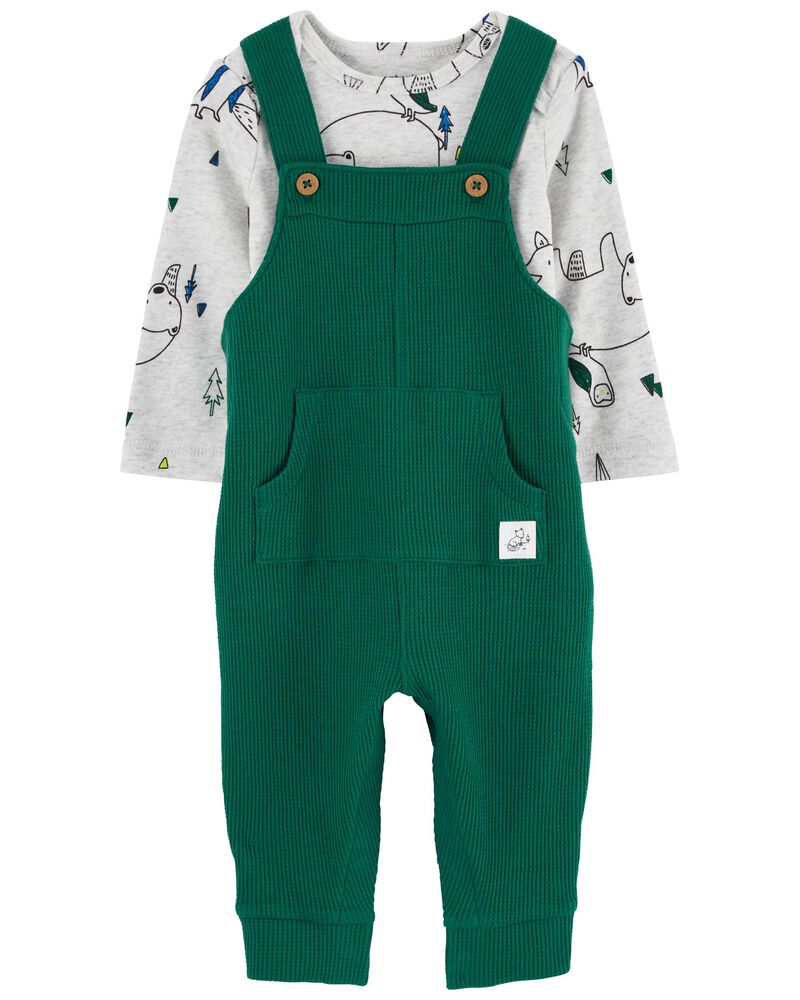 Baby 2-Piece Long-Sleeve Bodysuit & Thermal Coverall Set, image 1 of 4 slides