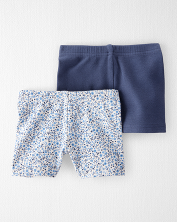Baby Girl 2-Pack Organic Cotton Ribbed Pedal Shorts, 