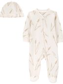 White - Baby 2-Piece Sleep & Play Pajamas and Cap Set