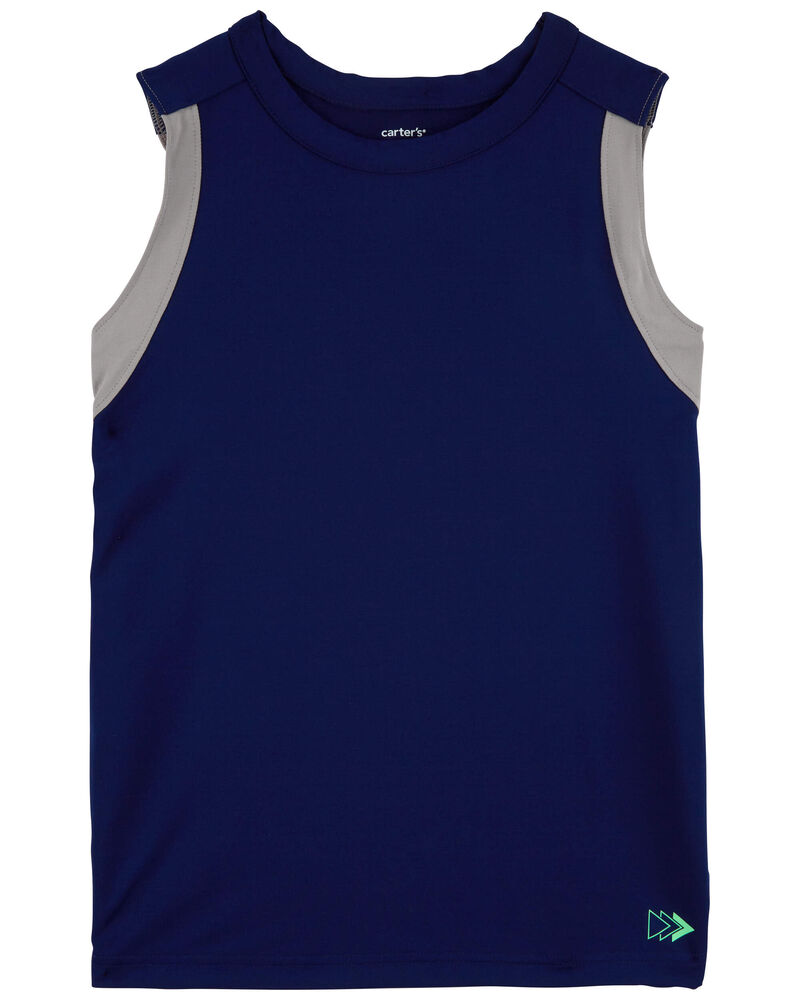 Kid Active Tank In BeCool™ Fabric - Navy, image 1 of 3 slides