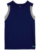 Kid Active Tank In BeCool™ Fabric - Navy, image 1 of 3 slides