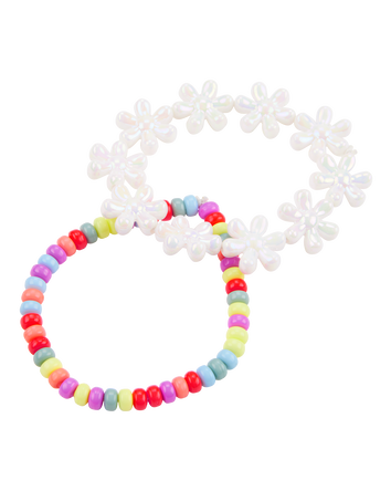 2-Pack Floral Beaded Bracelets, 