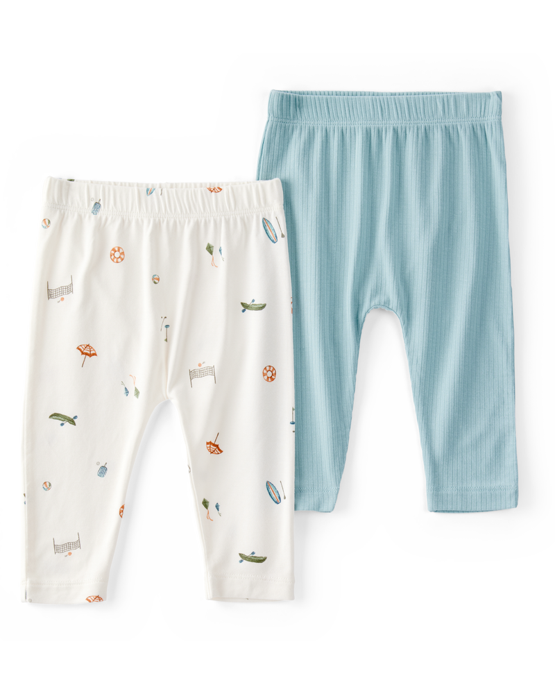Baby Boy 2-Pack PurelySoft Pull-On Pants - Blue/Ivory, image 1 of 7 slides