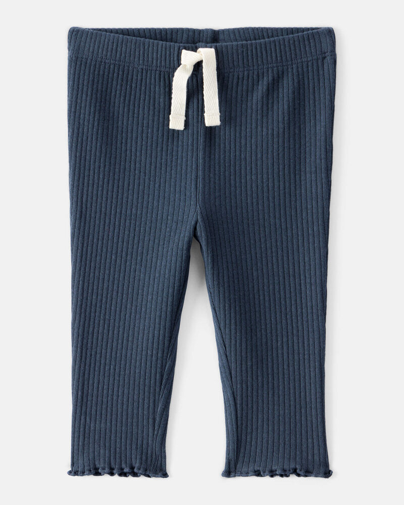 Baby Girl Cotton Pull-On Pants - Navy Blue, image 1 of 4 slides