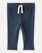 Baby Girl Cotton Pull-On Pants - Navy Blue, image 1 of 4 slides