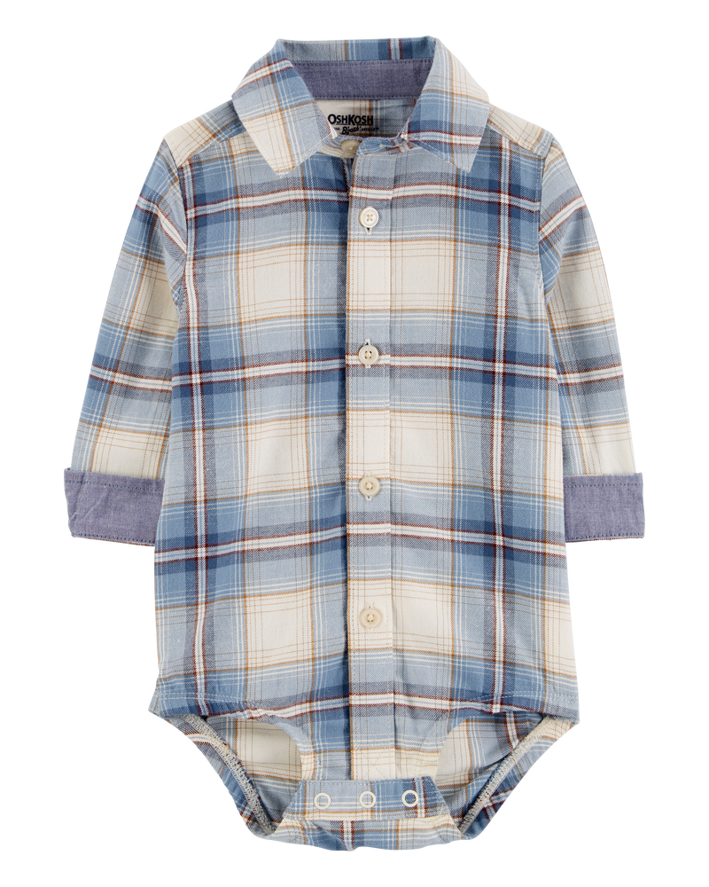 Baby Plaid Button-Front Bodysuit, image 1 of 4 slides