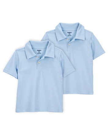 Toddler 2-Pack Pique Uniform Polo Shirts - Blue, 
