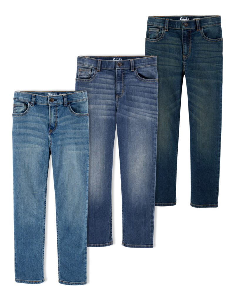 Kid 3-Pack Multi-Wash Straight-Leg Jeans Set, image 1 of 7 slides