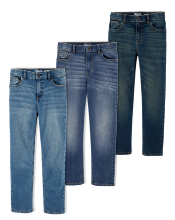 Kid 3-Pack Multi-Wash Straight-Leg Jeans Set, 