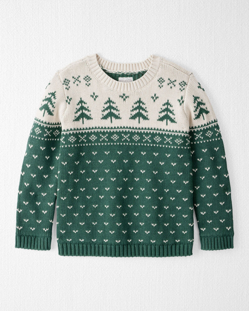 Kid Organic Cotton Evergreen Fair Isle Sweater , image 1 of 5 slides