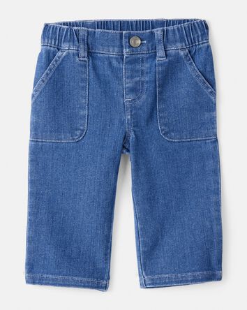 Baby Girl 2-Piece Floral Collared Shirt & Pant Set - Maroon/Blue, 