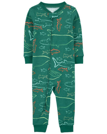 Baby 1-Piece Shark 100% Snug Fit Cotton Footless Pajamas, 