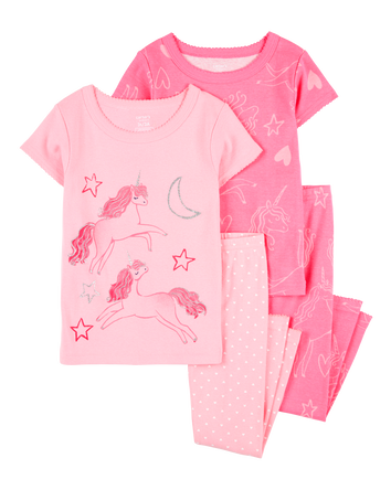 Toddler 4-Piece Unicorn Cotton Pajamas, 