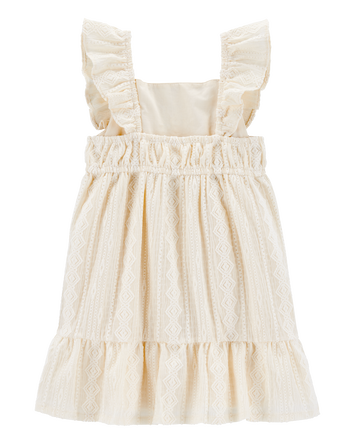 Toddler Crochet Flutter-Sleeve Dress - Ivory, 