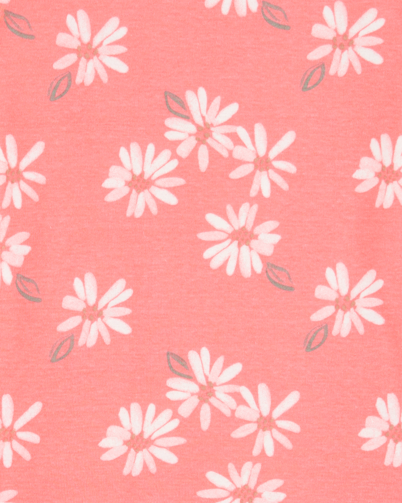 Girls 2-Piece Floral Print 100% Snug Fit Cotton Pajamas - Coral, image 2 of 3 slides