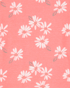 Girls 2-Piece Floral Print 100% Snug Fit Cotton Pajamas - Coral, image 2 of 3 slides