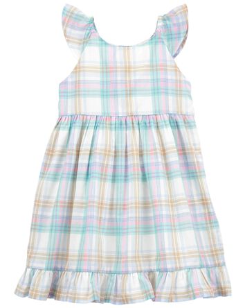 Toddler Plaid Flutter Babydoll Dress, 
