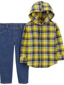 Multi - Toddler 2-Piece Plaid Button-Front Shirt & Twill Denim Pants