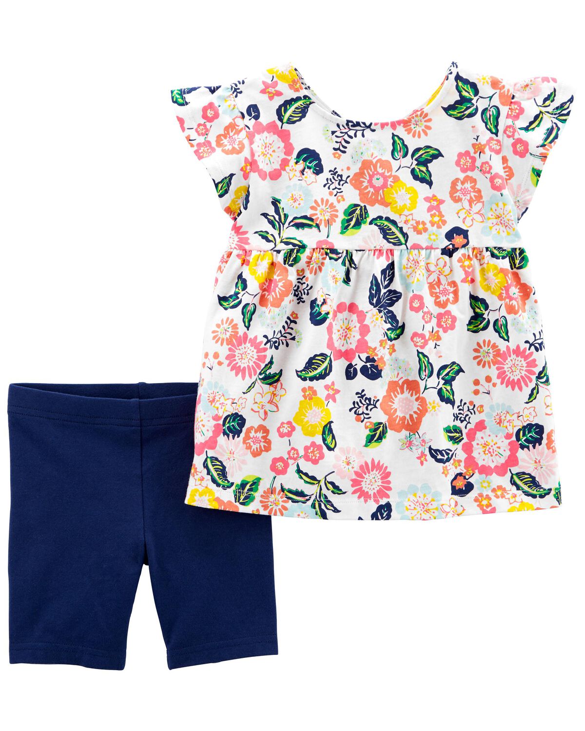 Multi Baby 2Piece Floral Jersey Top & Bike Short Set