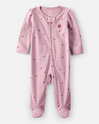 Baby Girl Strawberry Print 100% Cotton Sleep & Play - Pink, image 1 of 5 slides